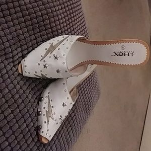 White Beaded Western Style Heels.